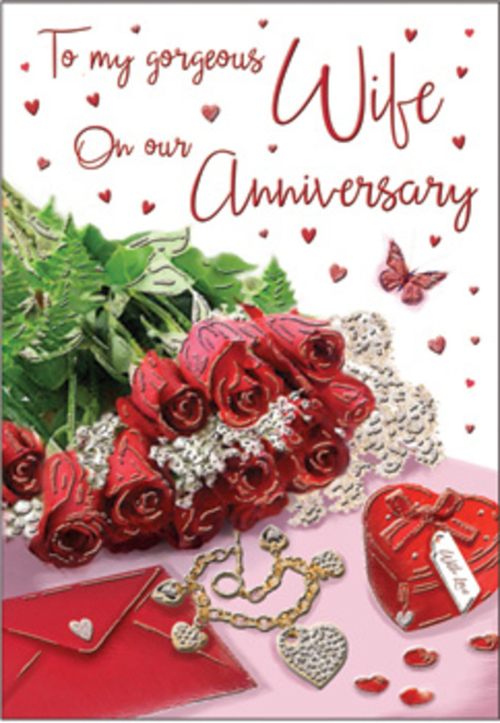 This anniversary image is composed like a painterly still life, as if arranged on a table in a stylish Bankside loft, with soft daylight gliding across every surface. Dominating the scene is a lush grouping of classic red roses, each blossom fully open and luxuriously full, their petals layered in velvety folds that appear almost touchable. The roses are surrounded by gracefully arching greenery, the leaves providing texture and freshness, much like the foliage a local Bankside florist would carefully select to frame a special anniversary bouquet. To one side, an envelope and folded card lie partially open, inviting you to imagine tender words written in flowing script, perhaps describing evenings spent walking along the Thames Path or sharing coffee near Borough Market. A petite heart-shaped box sits nearby, crafted with smooth, polished sides and a gently domed lid, hinting at a hidden keepsake within. A delicate piece of jewellery stretches across the surface, catching the light with a subtle shimmer that feels both elegant and intimate. Tiny heart confetti, in shades of deep red and soft pink, is scattered across the backdrop, while a single butterfly motif appears to hover weightlessly above, adding a note of whimsy and hope. The palette is rich and romantic: deep reds, creamy whites, warm metallic tones, and the fresh greens of the foliage. Every detail suggests a love that has matured with time yet still feels exciting, like revisiting a favourite Bankside view and discovering new beauty in it. The entire composition radiates warmth, devotion, and thoughtful celebration, ideal for marking an anniversary filled with shared memories and renewed promises.