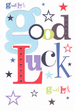 This eye-catching good luck card, perfect for those notable moments in Bankside, radiates optimism and encouragement-much like the spirited energy weaving through the local streets from the Globe Theatre to the Millennium Bridge. The design is a thoughtful symphony: oversized baby-blue letters anchor the greeting, their playful curves offset by accents of deep red, elegant moss green, and twilight purples, each hue chosen for its joyous impact. Stars of varying sizes float across the white expanse, some rich as indigo ink, others as delicate as lingering dusk-evoking the whimsical promise of stargazing along the Thames. The soft, pearlescent finish of the card catches the light, beckoning a gentle touch, while the crisp weight hints at premium quality, reminiscent of the care put into every bouquet assembled by Bankside's local florists. Each letter seems to sing out with possibility, a visual embodiment of encouragement before a new chapter: perhaps an exam at a nearby college or an exciting move into a riverside flat. Every element-from the harmonious colour contrasts to the energetic arrangement of fonts and shapes-delivers not just luck, but an affirmation of belief, friendship, and hope that lingers long after the card is opened. Ideal for sending heartfelt wishes alongside fresh, fragrant deliveries across Bankside.